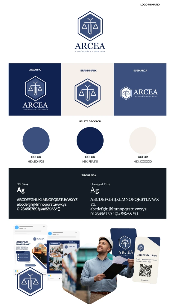 Identidad visual de Arcea: logotipo, paleta de color y tipografía