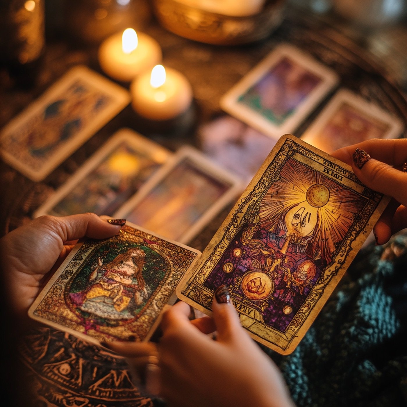 Lectura de cartas de tarot a la luz de las velas