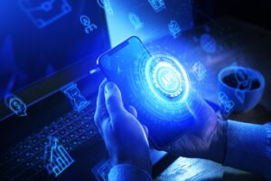 Gráfico de brújula digital que simboliza la estrategia de marca como guía para la transformación digital y el éxito en el diseño de experiencia de usuario.
